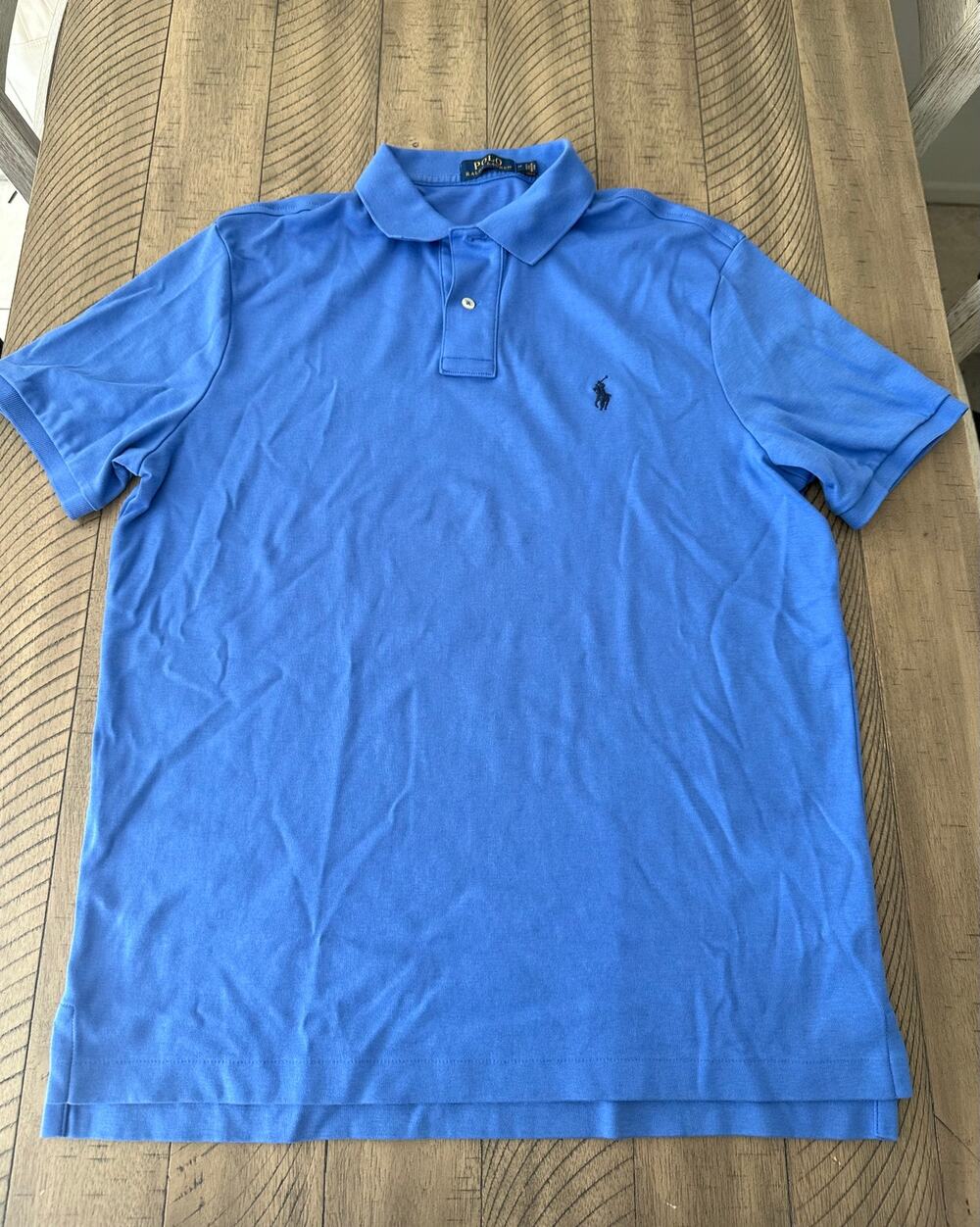 Polo Ralph Lauren Mens Medium Blue Short Sleeve Polo Shirt Cotton Pony